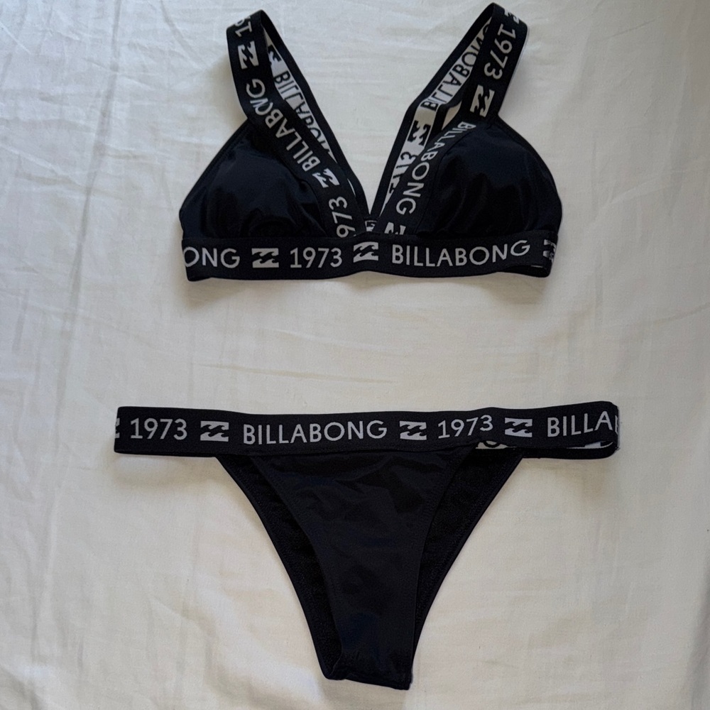 Billabong Black Logo Elastic Bikini Set